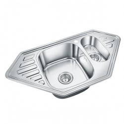 Кухонная мойка EMAR 9550C из Нержавейки с Двумя Чашами (угловая)